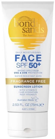 Bondi Sands Fragrance Free Face Sunscreen Lotion SPF50+ 75mL^