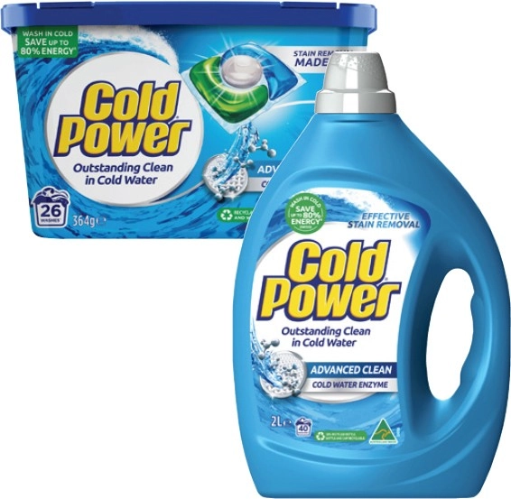 Cold Power Laundry Liquid 2 Litre or Capsules 26 Pack