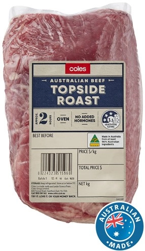 Coles Australian No Added Hormones Beef Roast Topside