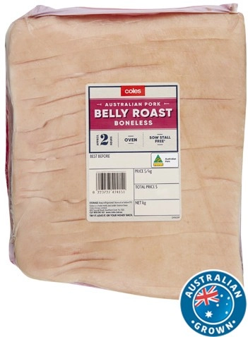 Coles Australian Pork Belly Roast Boneless