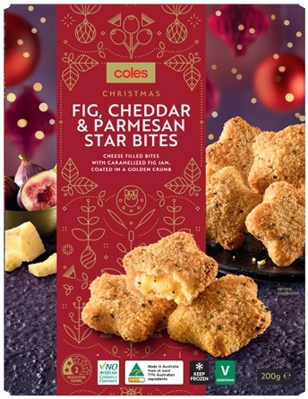 Coles Christmas Fig, Parmesan & Cheddar Bites 200g