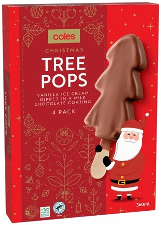 Coles Christmas Tree Pops Vanilla 4 Pack 360mL