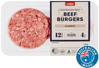 Coles Classic Burgers 500g