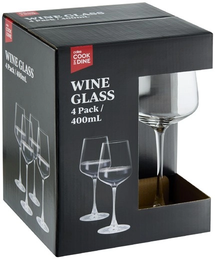 Coles Cook & Dine Wine Glasses 4 Pack