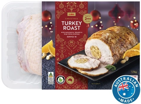 Coles Easy Carve Turkey Roast with Macadamia, Orange & Thyme Stuffing 1.7kg