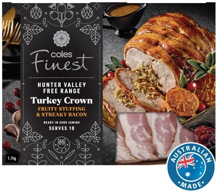 Coles Finest Free Range RSPCA Approved Turkey Crown with Fruity Stuffing & Streaky Bacon 1.7kg