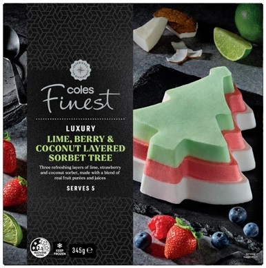 Coles Finest Lime, Berry & Coconut Layer Sorbet Tree 345g