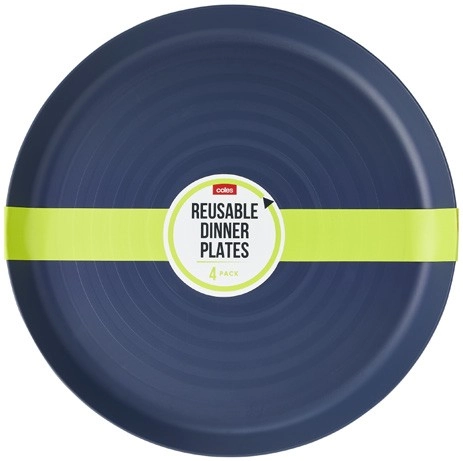 Coles Picnic Reusable Dinner Plates 4 Pack