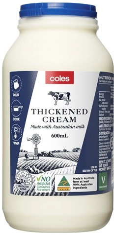 Coles Thickened Cream 600mL