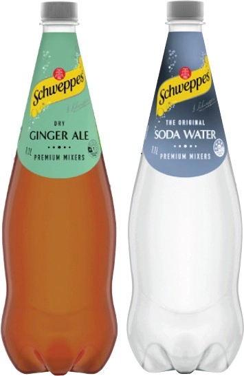 Schweppes Mixers, Soft Drink or Mineral Water 1.1 Litre