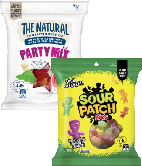 The Natural Confectionery Co. 130g-230g or Sour Patch 190g