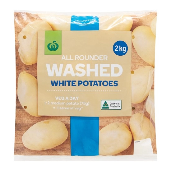 Australian Washed White Potatoes 2 kg Pack