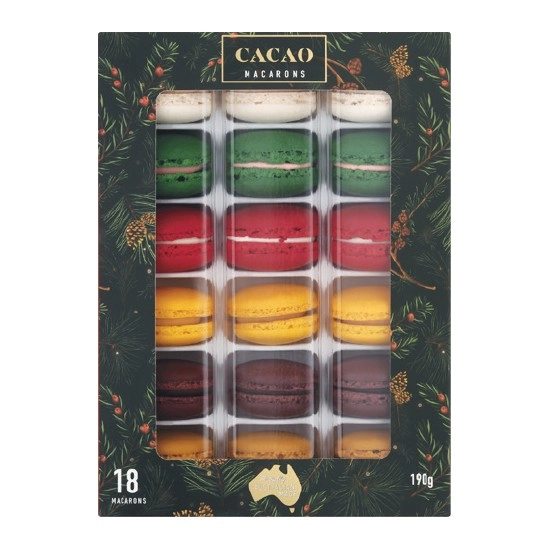 Cacao Christmas Macarons Pk 18