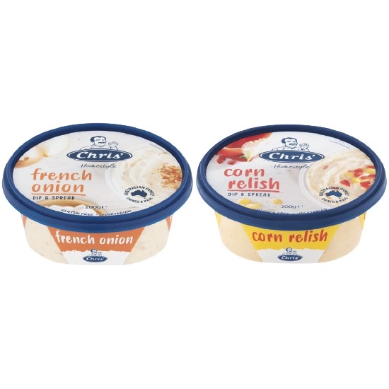 Chris’ Homestyle Dips Varieties 200g – From the Fridge