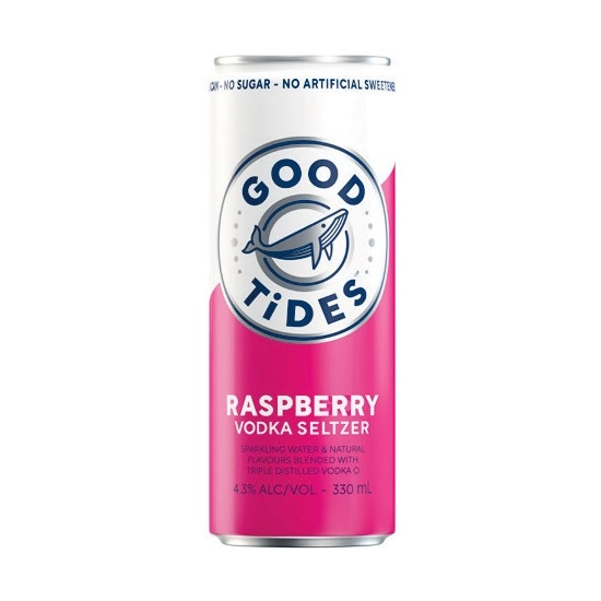 Good Tides Seltzer Raspberry 4.3% Cans 4x330ml