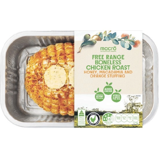 Macro Free Range Boneless Chicken Roast with Honey, Macadamia & Orange Stuffing with RSPCA Approved Chicken – From the Meat Dept