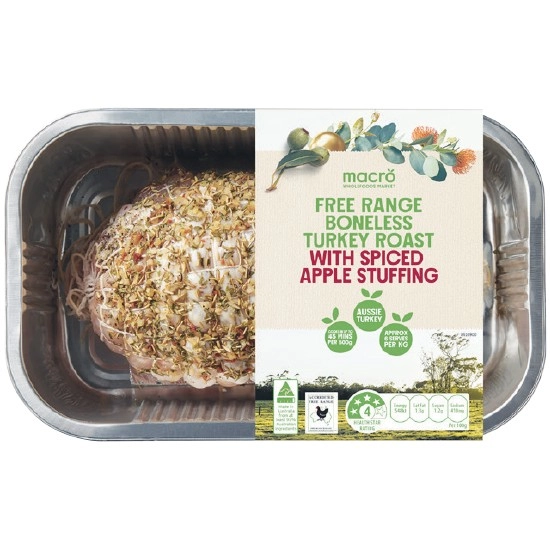 Macro Free Range Boneless Turkey Roast with Spiced Apple Stuffing – From the Meat Dept