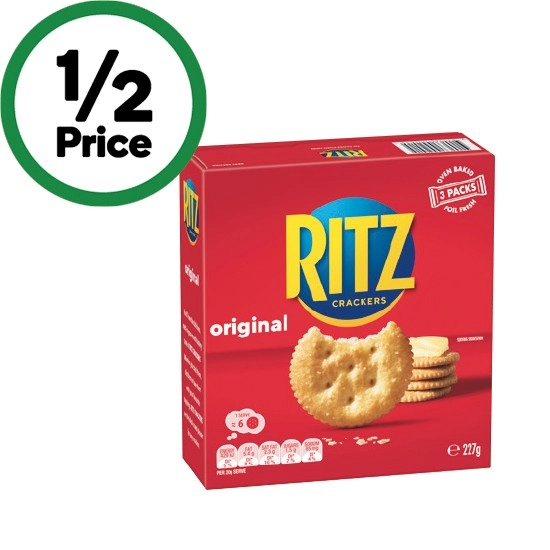 Ritz Original or Ritz Black Pepper Oven Baked Crackers 227g