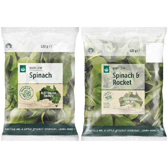 Woolworths Australian Baby Spinach or Baby Spinach & Rocket 120g Pack