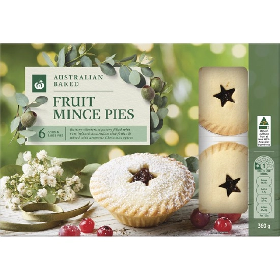 Woolworths Australian Baked Fruit Mince Pies Pk 6