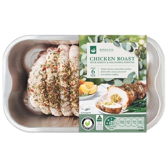 Woolworths Boneless Chicken Roast with Apricot & Macadamia Stuffing with RSPCA Approved Chicken – From the Meat Dept