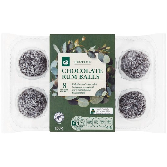 Woolworths Chocolate Rum Balls Pk 8