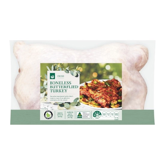 Woolworths Fresh Butterflied Boneless RSPCA Approved Whole Turkey