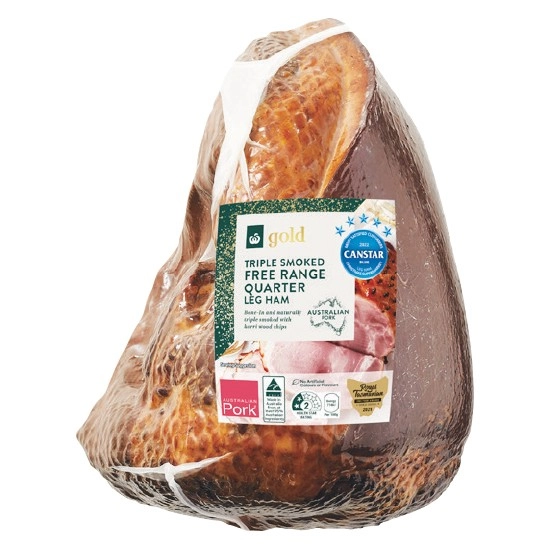 Woolworths Gold Triple Smoked Free Range Quarter Leg Ham