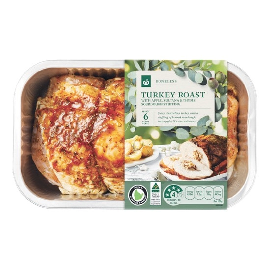 Woolworths RSPCA Approved Turkey Breast Roast with Apple, Sultana & Thyme Sourdough Stuffing – From the Meat Dept