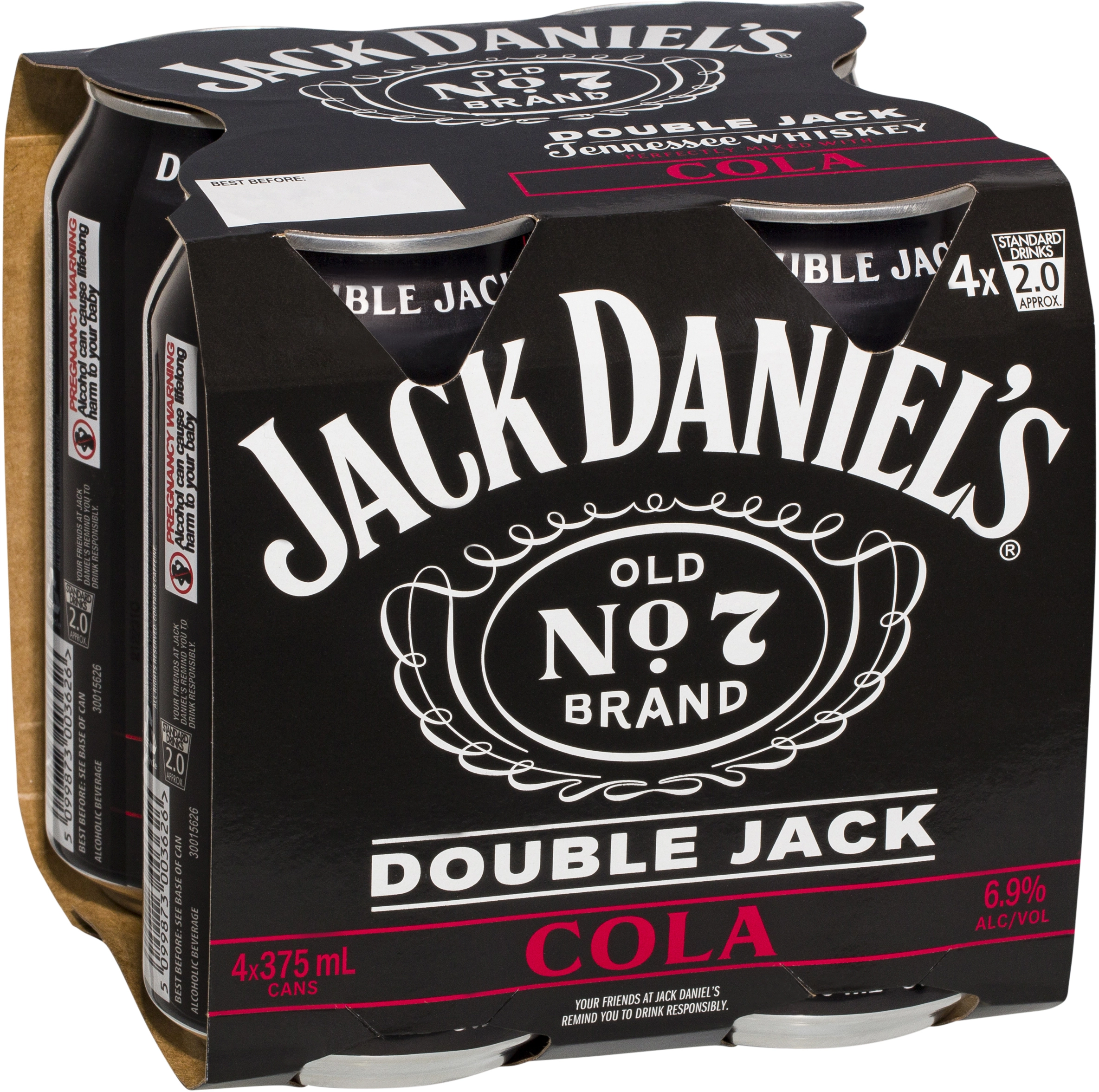 Jack Daniel’s Double Jack & Cola Cans 4x375ml