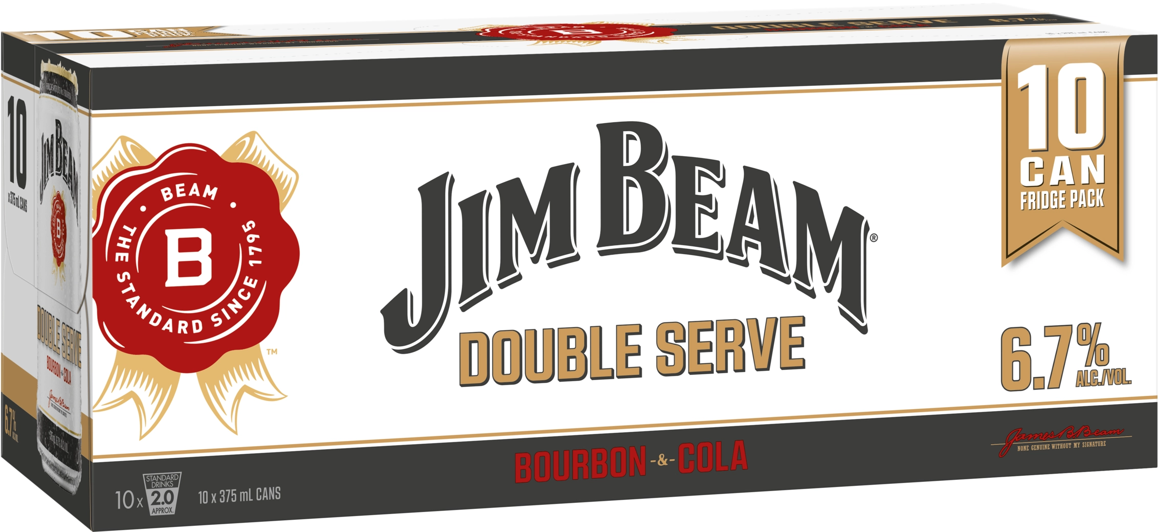 Jim Beam White Double Serve 6.7% Cans 10x375ml