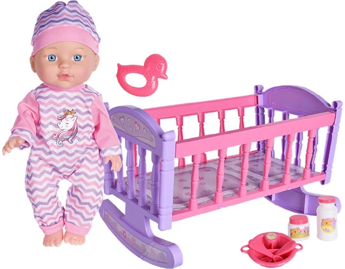 Lunabebe 29cm Baby Doll With Crib Playset