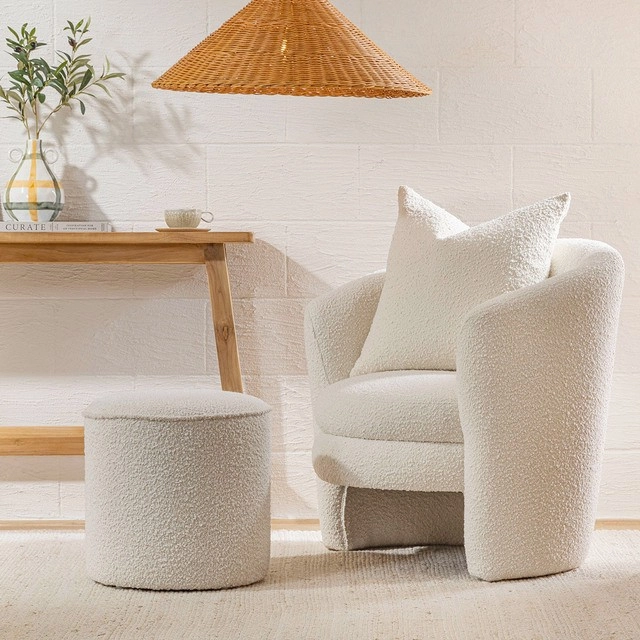 Adele Small Boucle Ottoman by Habitat