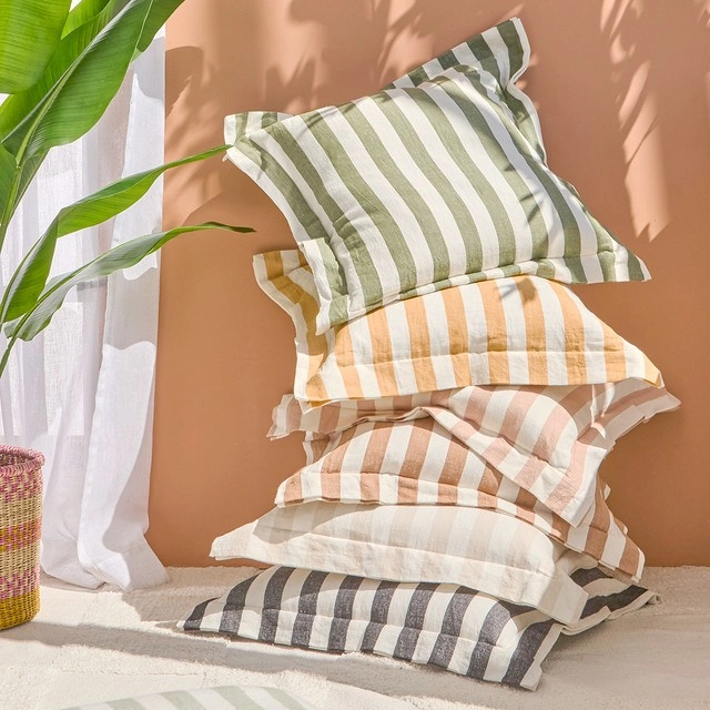 Frankie Stripe Feather Cushion by M.U.S.E.