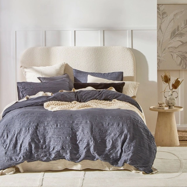 Greta Charcoal Quilt Cover Set by Essentials