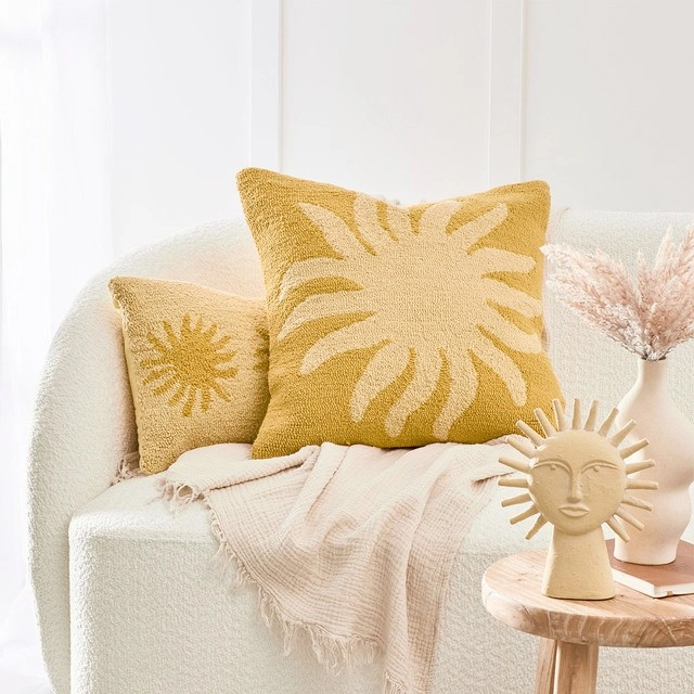 Helios Sun Embroidered Square Cushion by M.U.S.E.