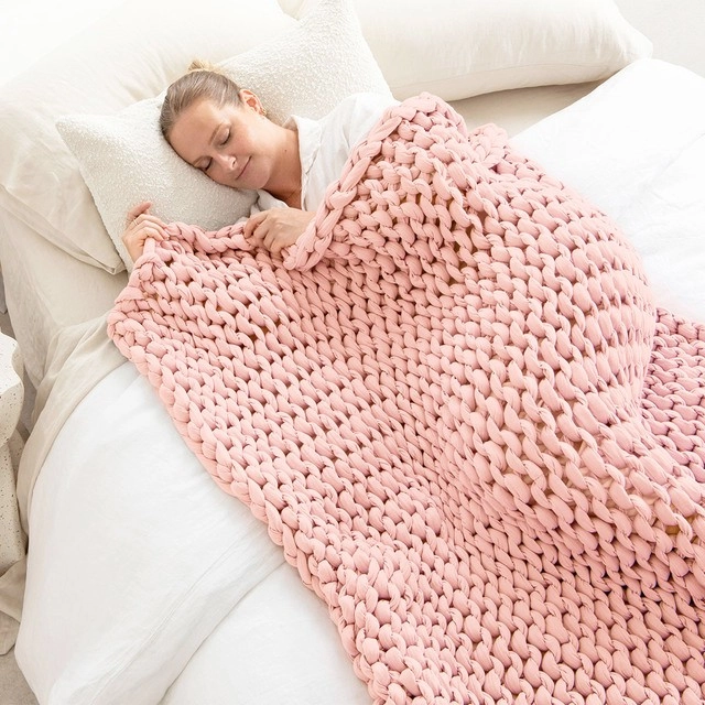 Revita Sleep Peach Knitted Weighted Blanket by Onkaparinga