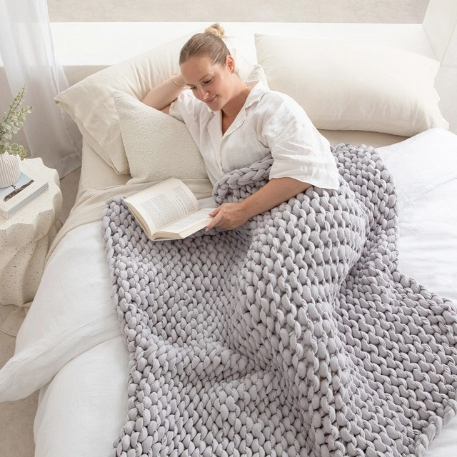 Revita Sleep Silver Knitted Weighted Blanket by Onkaparinga