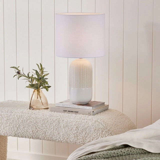 River White/Natural 54cm Table Lamp by Habitat