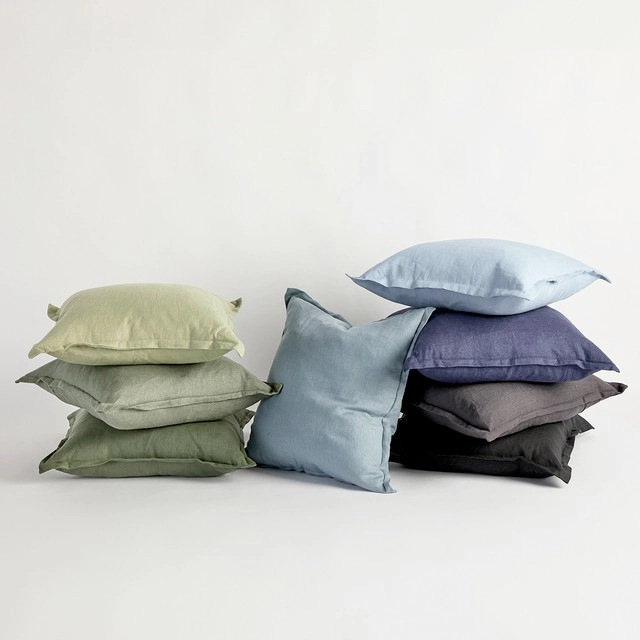 Sahara Linen Feather Square Cushion by M.U.S.E.