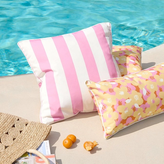 Sundays Marlowe Stripe Square Outdoor Cushion by Pillow Talk