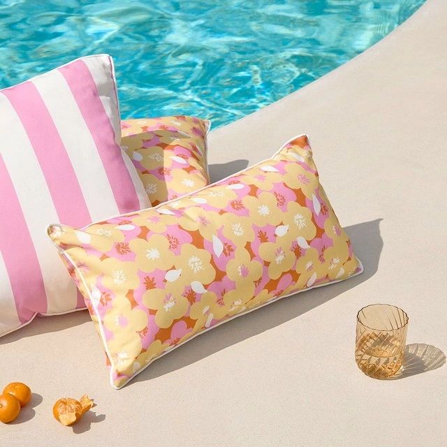 Sundays Poppy Oblong Outdoor Cushion by Pillow Talk