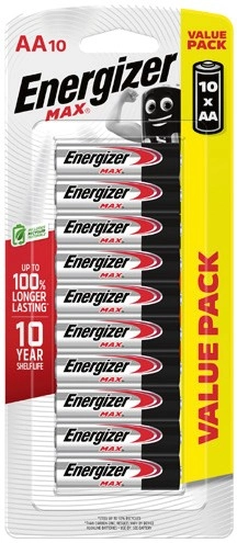 Energizer Max Batteries AA 10 Pack or AAA 8 Pack