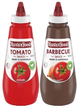 MasterFoods Tomato or Barbecue Squeezy Sauce 475-500mL Selected Varieties