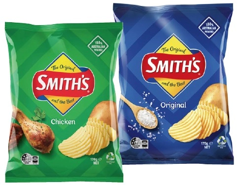 Smith's Crinkle Cut 150‑170g or Double Crunch Chips 150g Selected Varieties