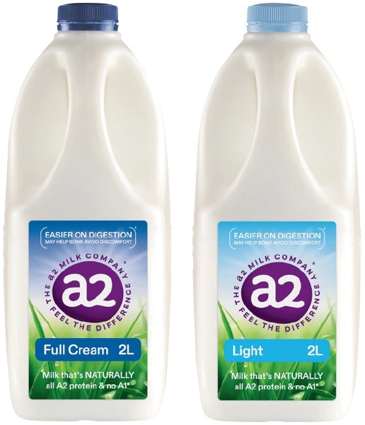 A2 Full Cream or Light Milk 2 Litre