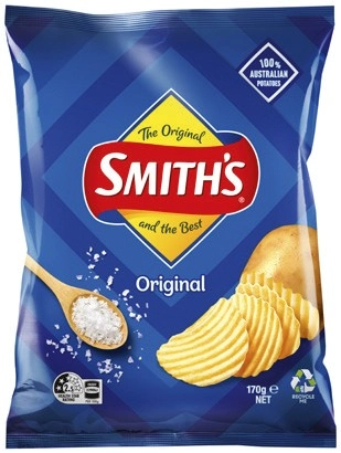 Smith’s Crinkle Cut 150‑170g, Double Crunch 150g Chips, Twisties 125‑270g, Burger Rings 220g, Cheetos 150‑190g or Tasty Toobs 150g Party Bags Selected Varieties