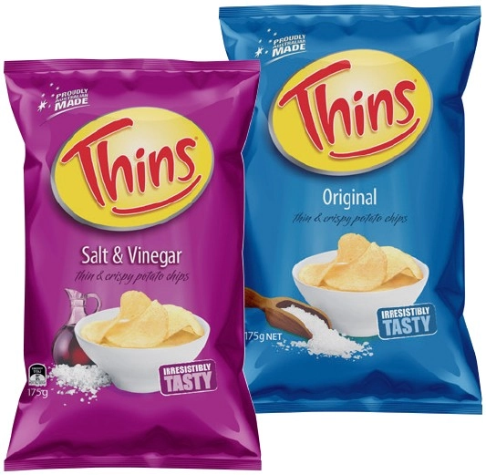 Thins Chips 150‑175g or Onion Rings 85g Selected Varieties