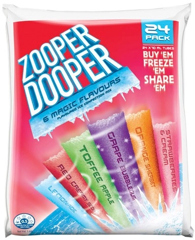 Zooper Dooper Ice Tubes 24 Pack Selected Varieties