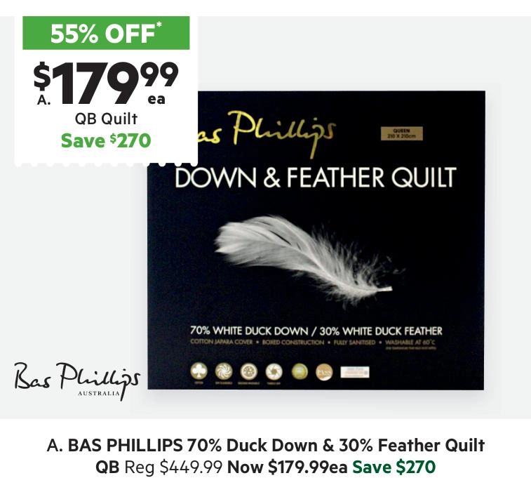 Bas Phillips 70/30 Duck Down Feather Quilt